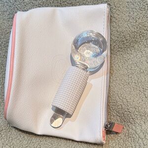 White Cosmetic Bag with Clear Facial Roller - new!